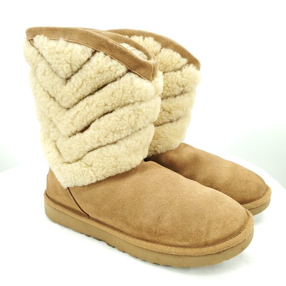 UGG Tania Genuine Shearling Pull On Winter Boots 9/40/Tan - Picture 2 of 12